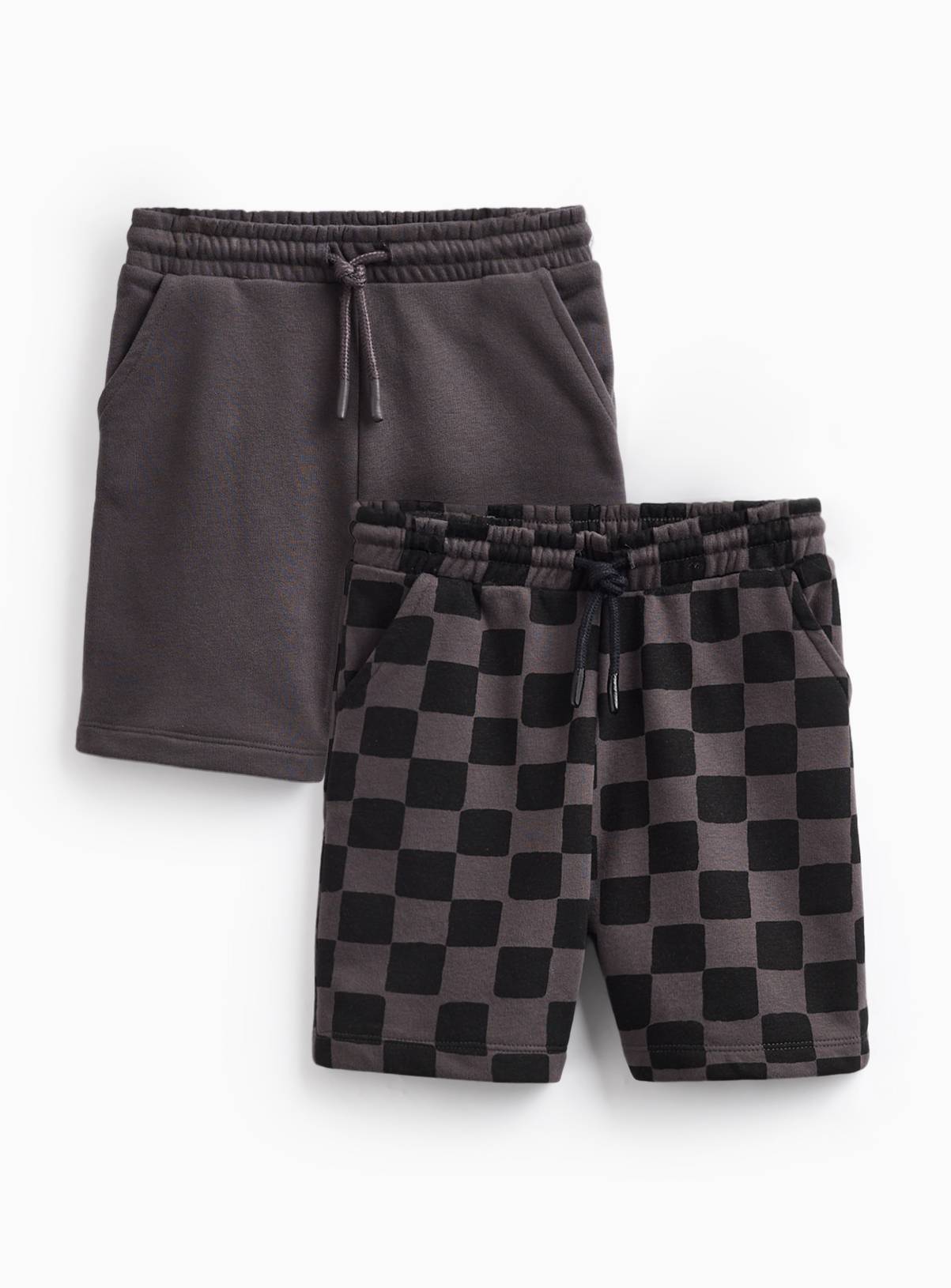 Brown & Checkerboard Print Shorts 2 Pack 11 years - Image 1